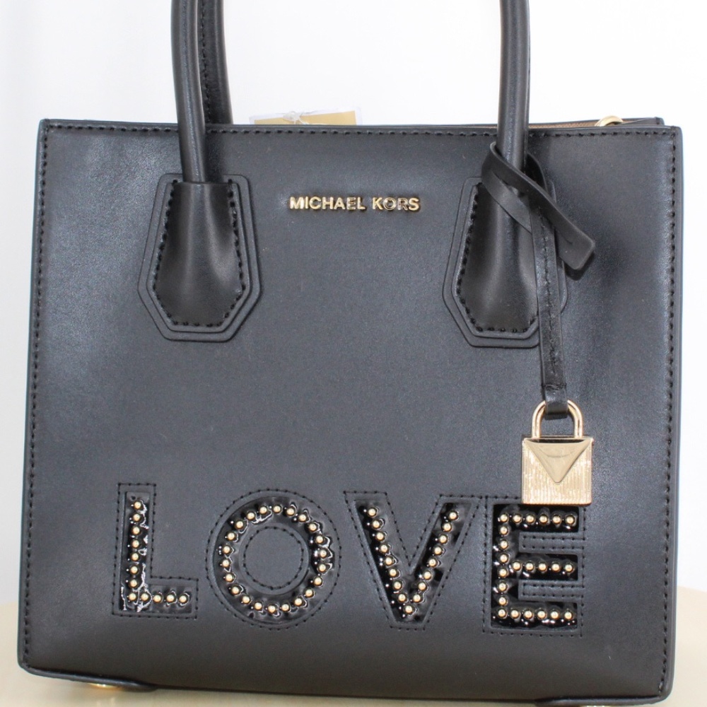 Michael Kors Black Medium Leather Messenger Studs